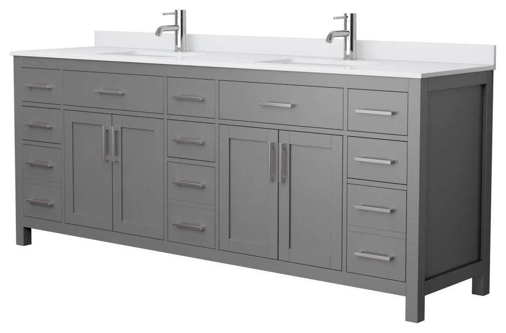 Beckett 84" Dark Gray Double Vanity, White Cultured Marble Top