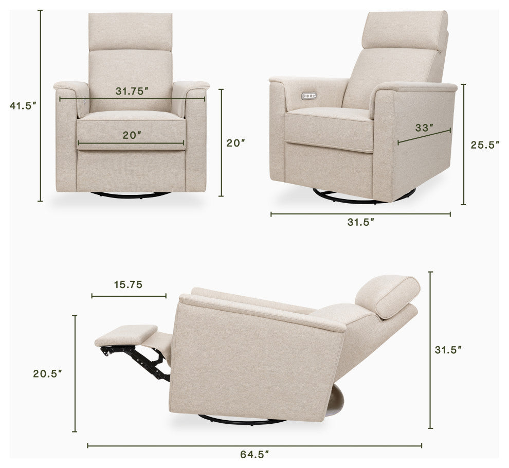Willa Plus Power Glider Recliner w/ Power Headrest, Performance Beach Eco-Weave