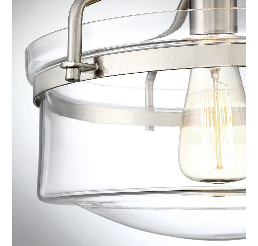 1-Light Semi-Flush Mount, Brushed Nickel