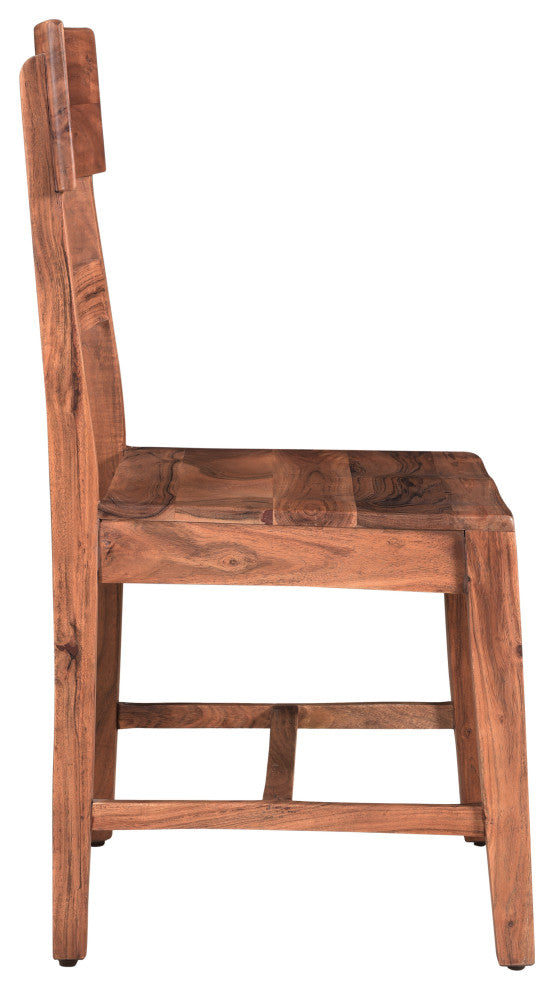 Stafford Single Slat Dining Chair, Set of 2, Brown, Wood Seat