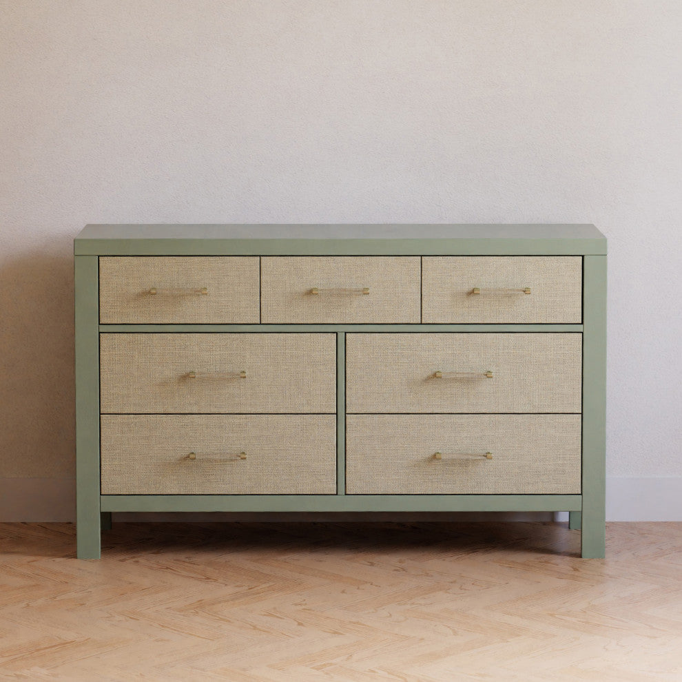 Eloise 7-Drawer Assembled Dresser, French Sage and Performance Sand Eco-Weave