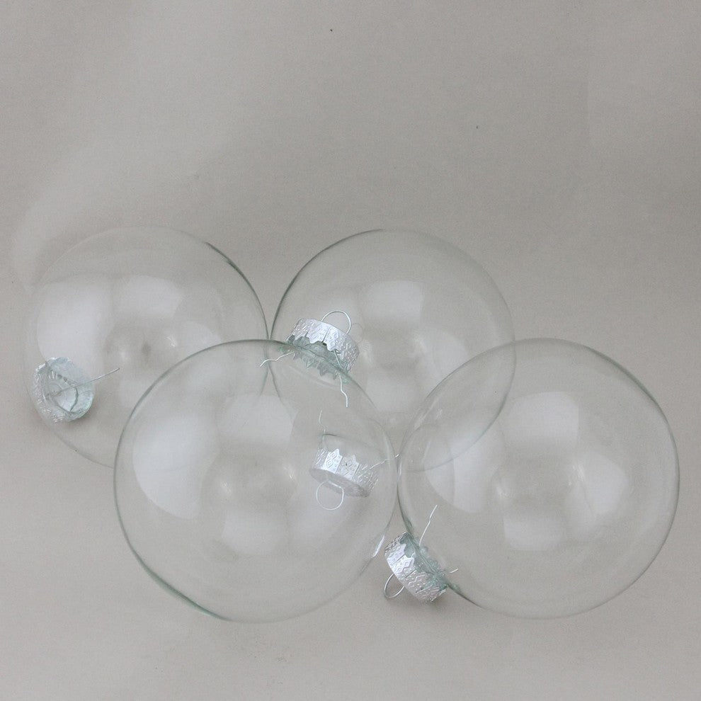 Glass Ball Christmas Ornament Set, 4", Clear