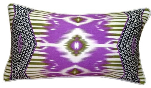 Electric Ikat 15x27 Throw Pillow, Purple