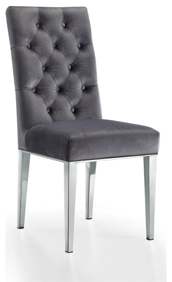 Juno Velvet Dining Chair (Set of 2), Gray