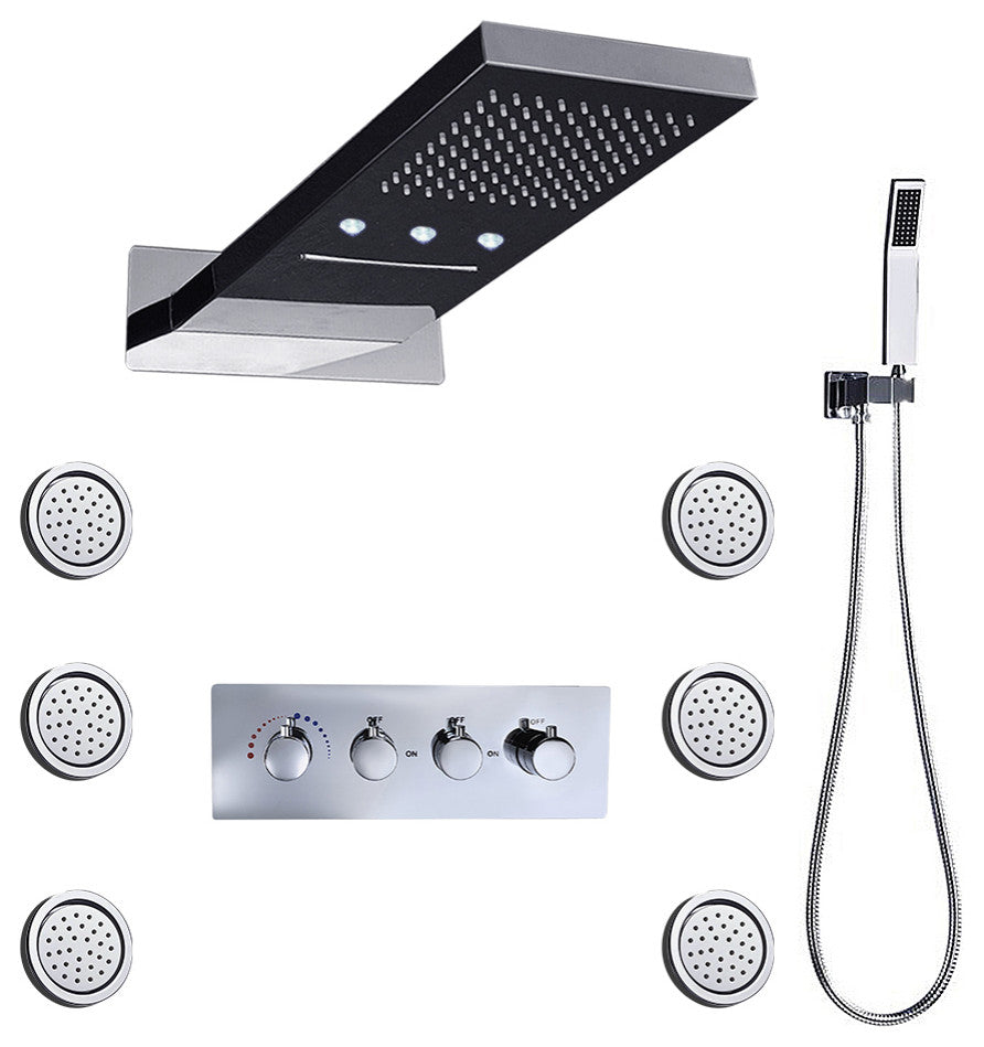Lecce Luxury Shower System With 6 Round Body Massage Jets