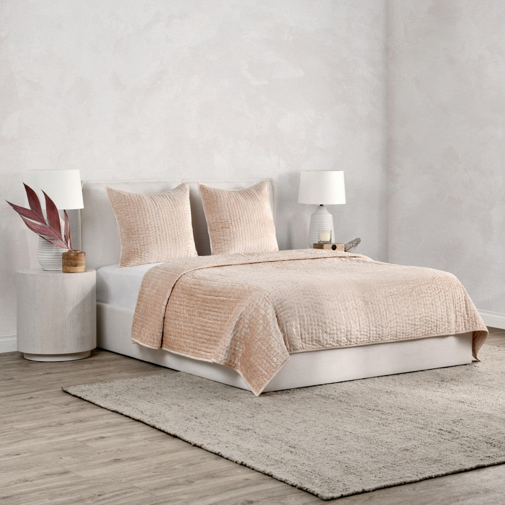 Dimitry 3-Piece 100% Rayon Velvet Quilt Set by Kosas Home