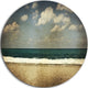 Vintage Beach With Heavy Clouds, Seashore Disc Metal Wall Art, 36"