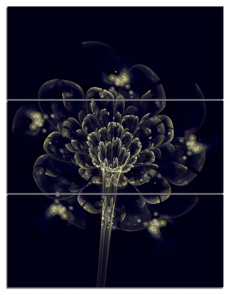 "Dark Yellow Digital Fractal Flower" Metal Wall Art, 3 Panels, 28"x36"