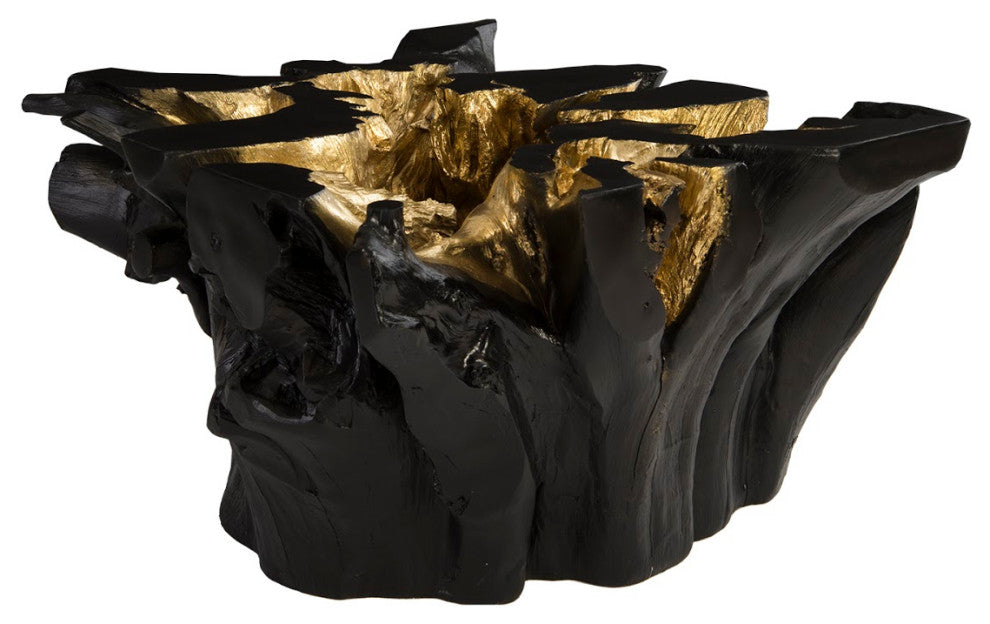 Freeform Coffee Table, Black, Gold Leaf