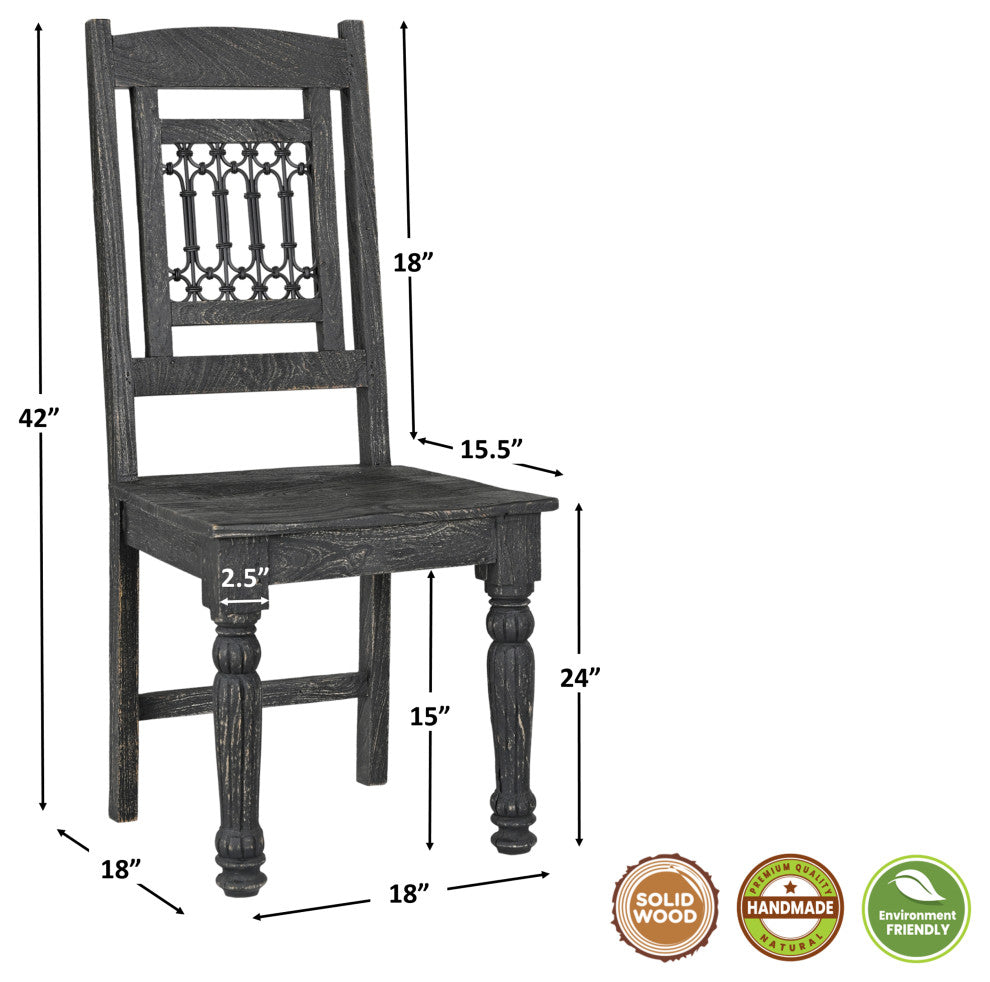 Wiley 7-piece Carved Solid Wood Dining Set, Black
