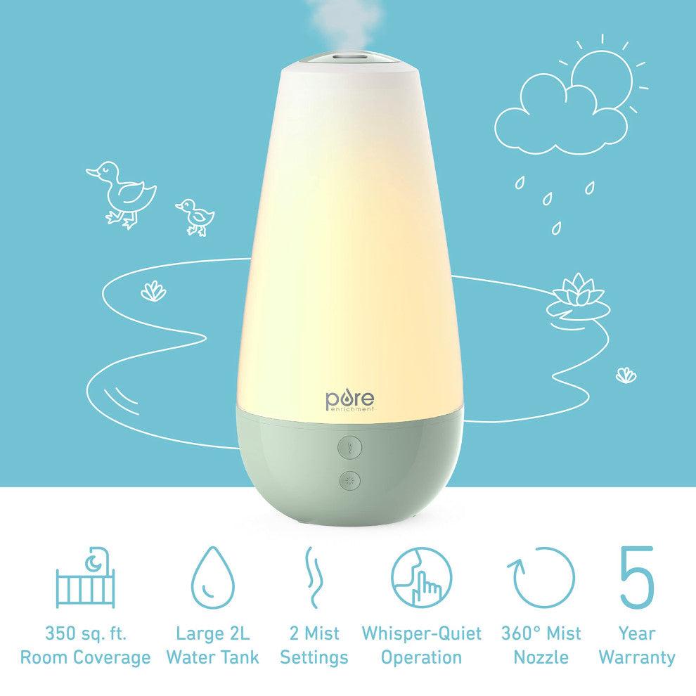 Whisper-Quiet Humidifier, Color Changing Night Light, & Essential Oil Diffuser., Whisper Green