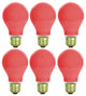 Sunlite Incandescent 25 Watt A19 Red Ceramic Light Bulb, 6 Pack