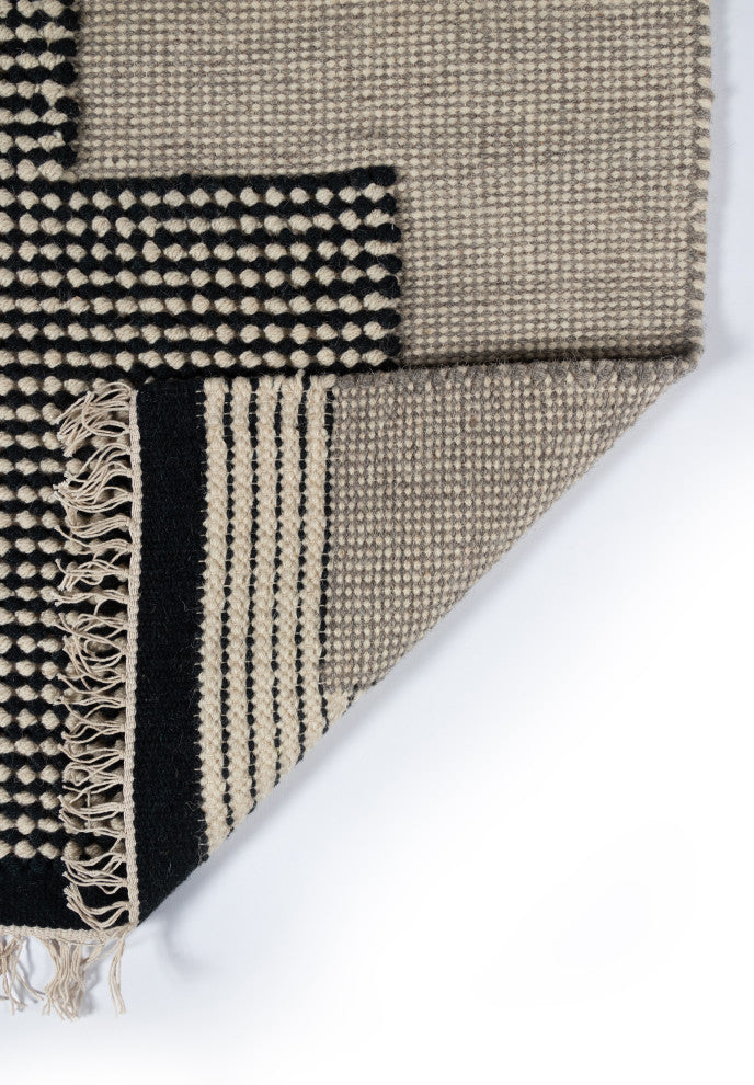 Novogratz Karl Jules Hand Woven Wool Blend Area Rug, Black, 7'9"x9'9"