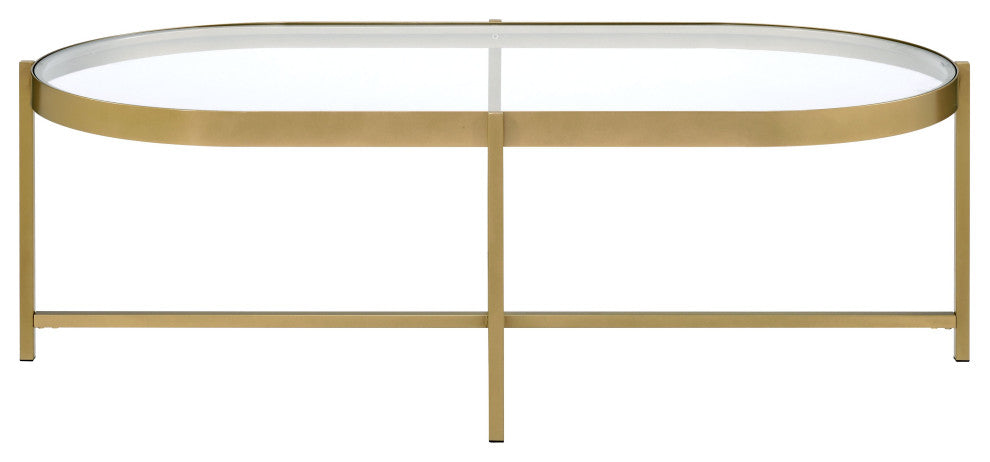 Charrot Coffee Table, Clear Glass and Gold Finish
