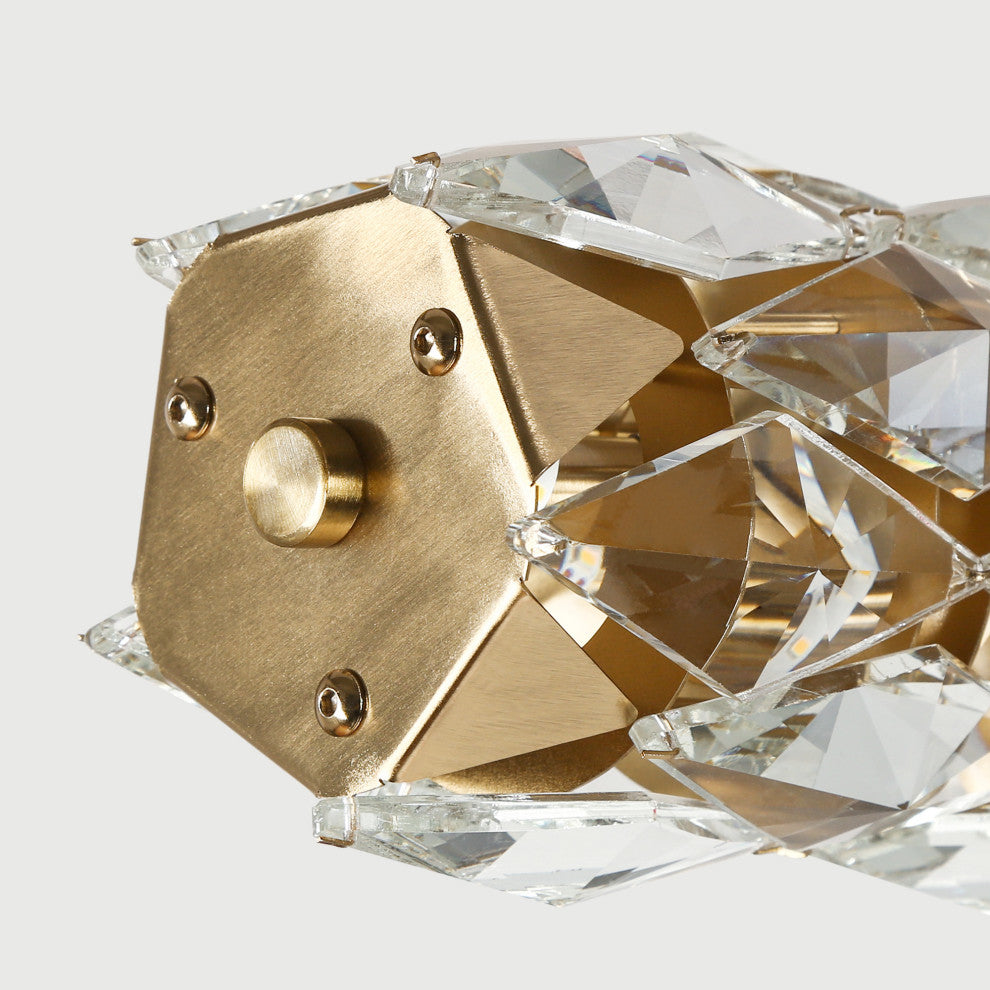 LNC Viniculture 1-Light 36" Modern Crystal Linear LED Island Light, Brass