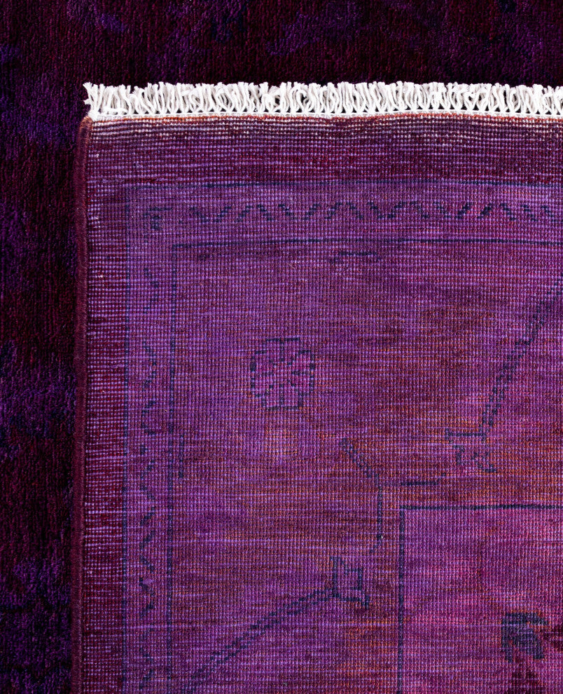 Overdyed One-of-a-Kind Hand-Knotted Area Rug Purple, 9' 1" x 12' 5"