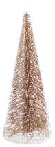 8" Tall Clear Glass Christmas Tree, Small Tabletop Decoration, Champagne Glitter