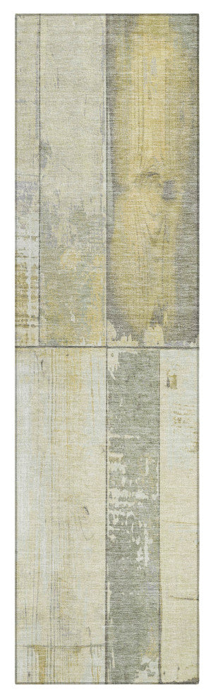 Machine Washable Indoor/Outdoor Chantille ACN1877 Gold 2'3" x 7'6" Runner Rug
