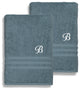 Denzi Bath Towels With Monogrammed Letter, Set of 2, B