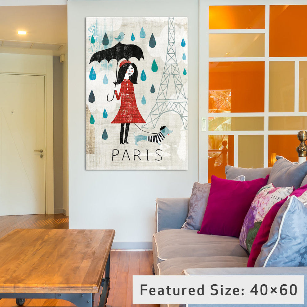 "Rainy Day Paris" Print by Michael Mullan, 40"x26"x1.5"