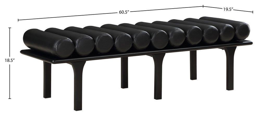 Landon Faux Leather Bench, Black, Black Finish