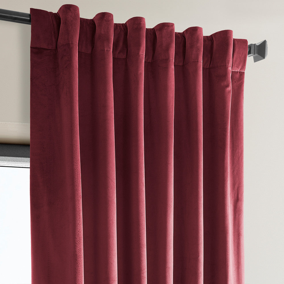 Heritage Plush Velvet Curtain Single Panel, Cinema Red, 50"x108"
