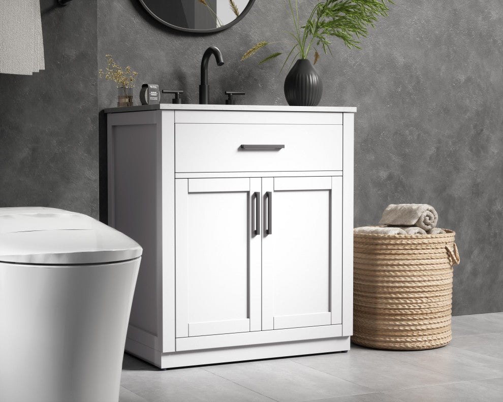 Home Living 30" Single Bathroom Vanity, White