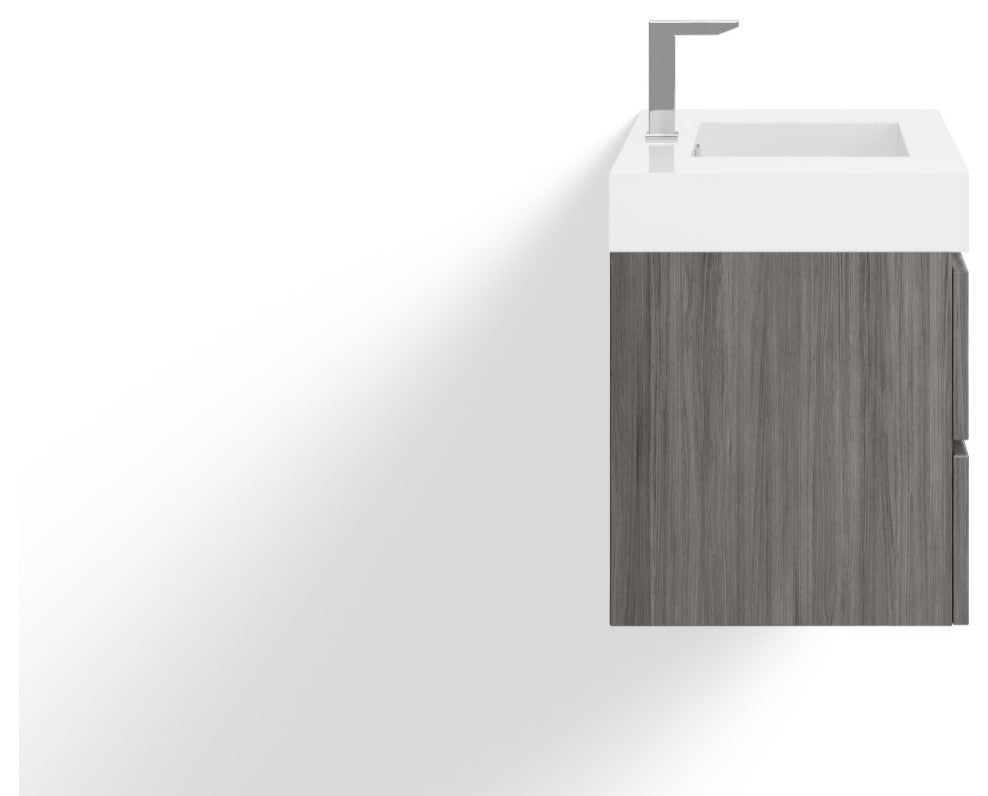 Boutique Bath Vanity, Vulcan Ash Gray, 36", Single Sink, Wall Mount