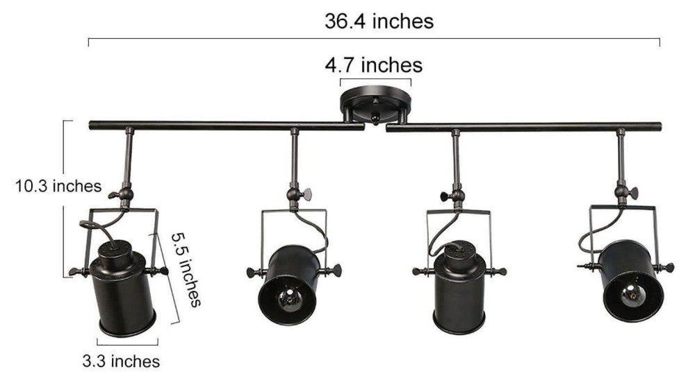Black Split Rail 4 Spotlight Track Lighting