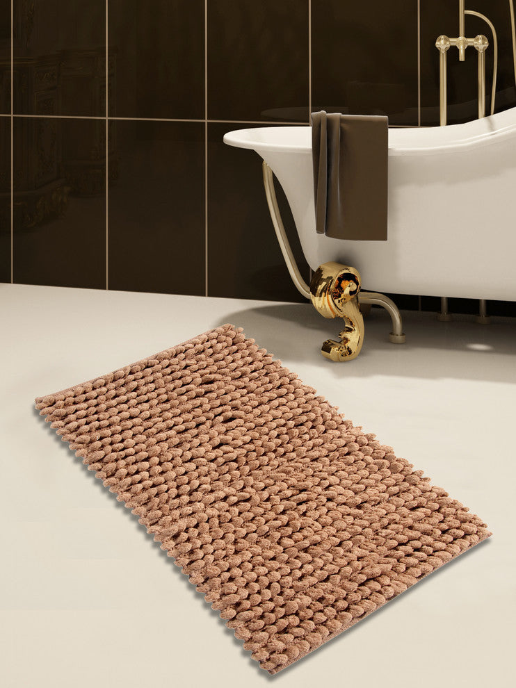 Bath Rug Cotton and Microfiber Hand Loom, 36"x24", Beige, GSF 200, Bubbles