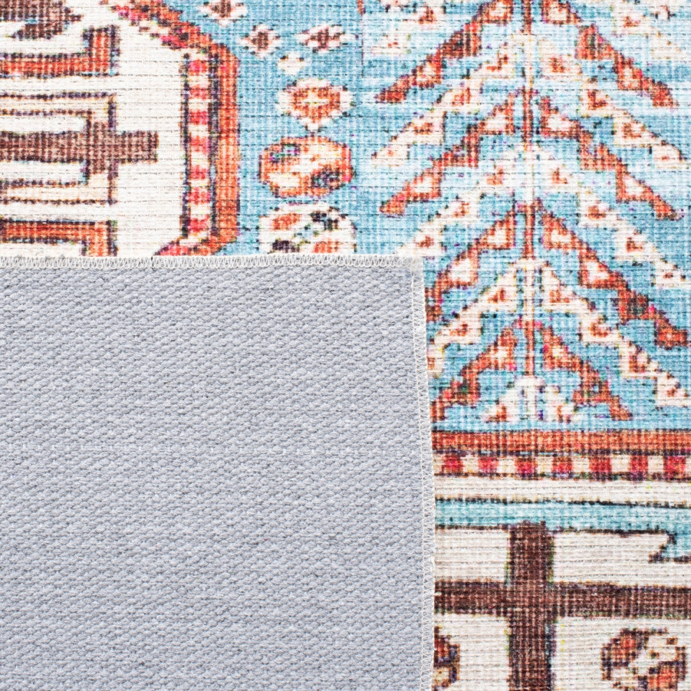 Safavieh Serapi SEP383 Rug Machine-Washable, Light Blue/Brown, 9'x12'