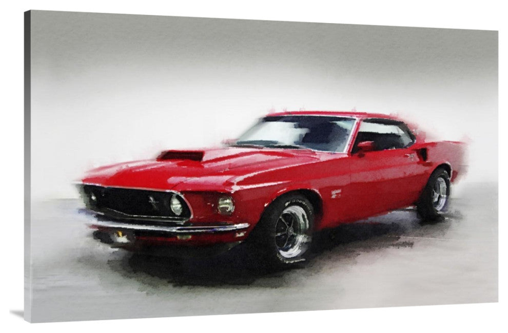 "1969 Ford Mustang Watercolor" Fine Art Print