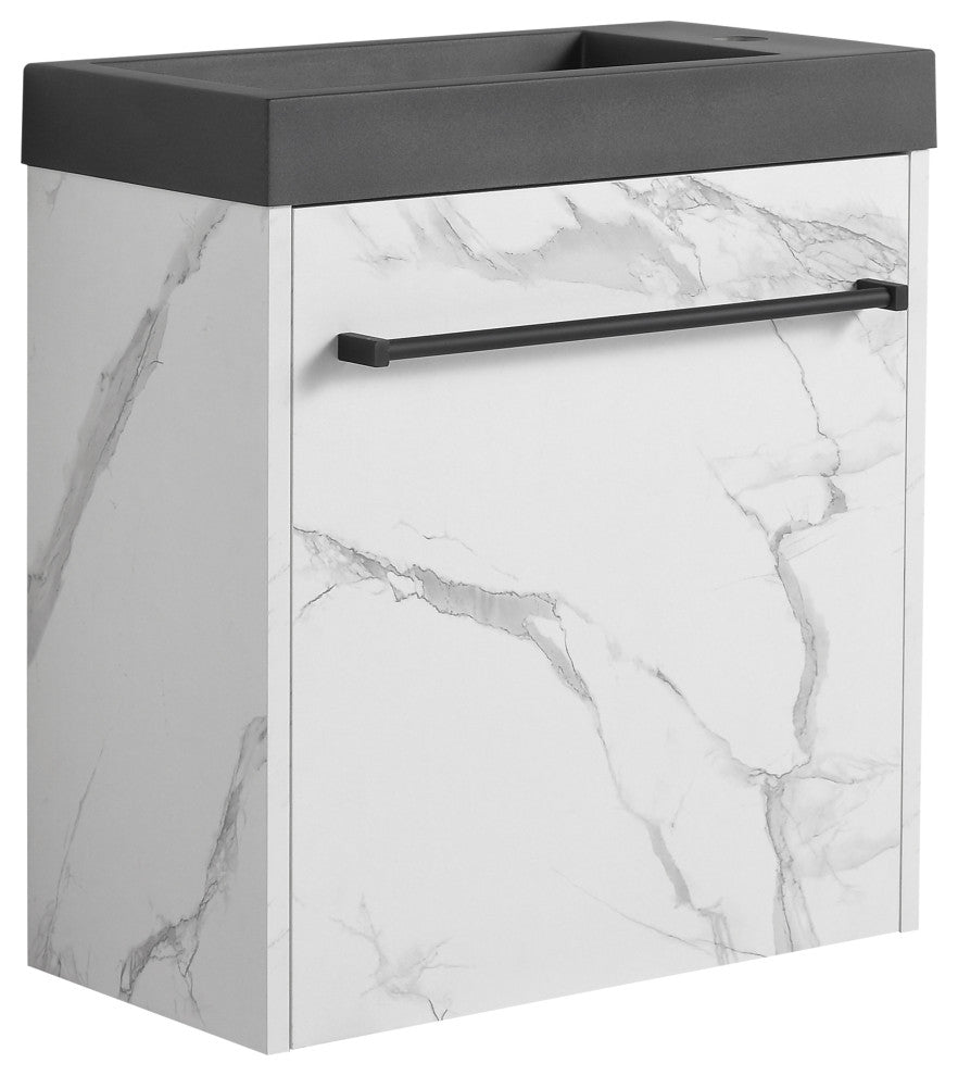 GDF Studio 20" Wall-Mounted Bathroom Vanity, Resin Sink & Soft-Close Cabinet