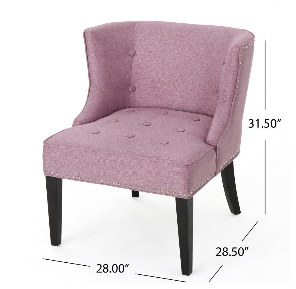 GDF Studio Adelina Contemporary Upholstered Accent Chair with Nailhead Trim, Light Lavender