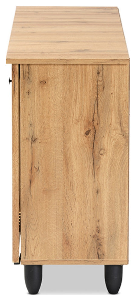 Fernanda Modern and Contemporary Oak Brown Finished Wood 3-Door Shoe Cabinet