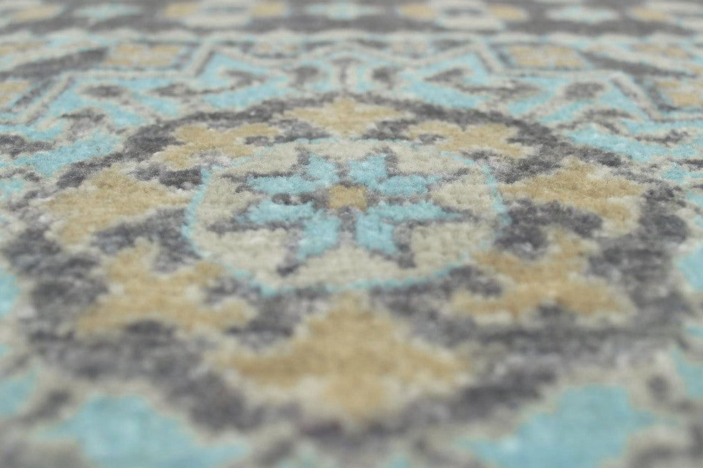 Yousafi Ayaz Gray/Light Blue Rug, 6'2x8'8