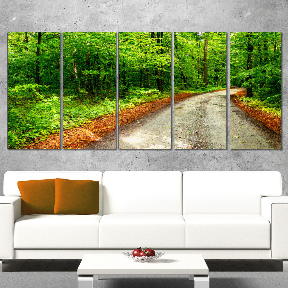 "Pathway in Deep Moss Forest" Landscape Art Print Canvas, 5 Panels, 60"x28"