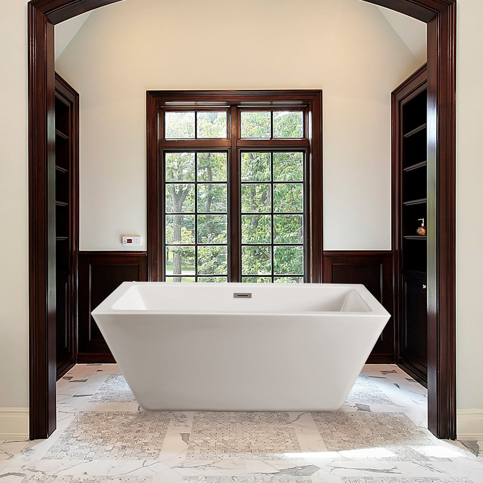 70" Streamline N-321-70FSWH-FM Soaking Freestanding Tub With Internal Drain