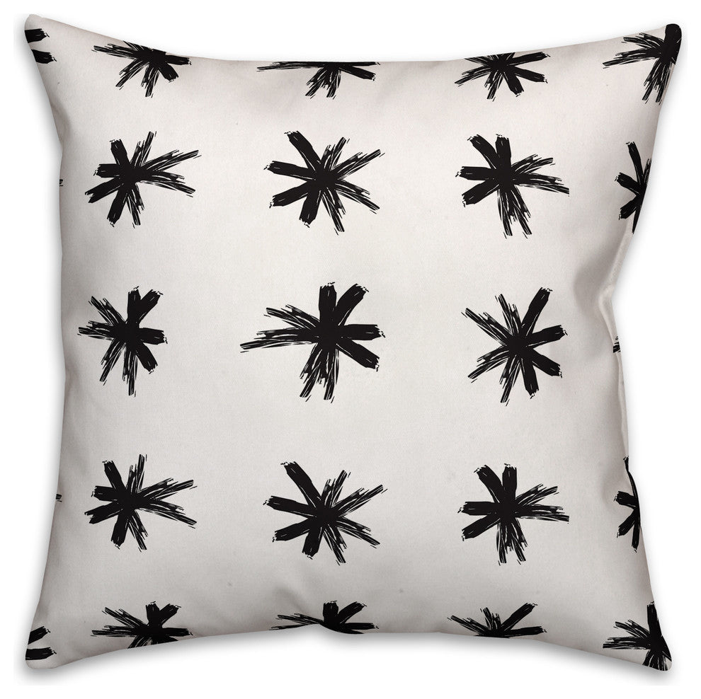 Black and White Asterisk Throw Pillow, 18"x18", Cover Only