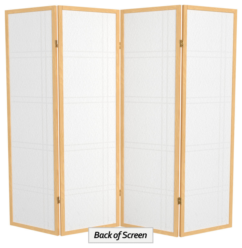 5' Tall Double Cross Shoji Screen, Natural, 4 Panels