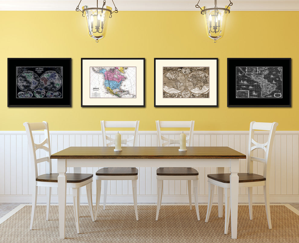 World Vintage Vivid Color Map Canvas, 16"x21"