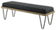 Leatherette Padded Bench with Hairpin Legs, Gray