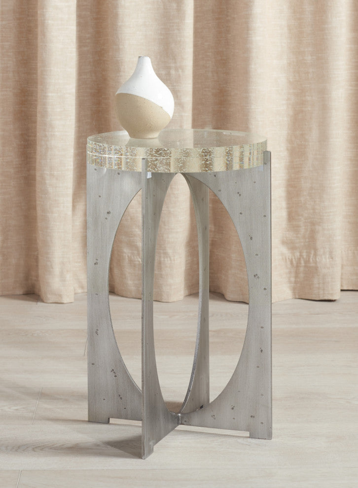 Safavieh Couture Hannamaria Bubble Glass Table, Silver/Clear