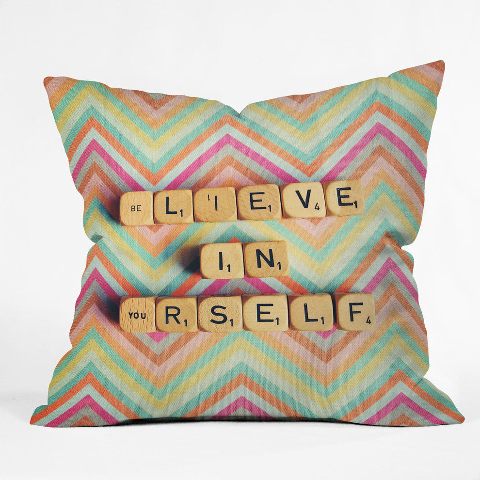 Happee Monkee Believe In Yourself Outdoor Throw Pillow