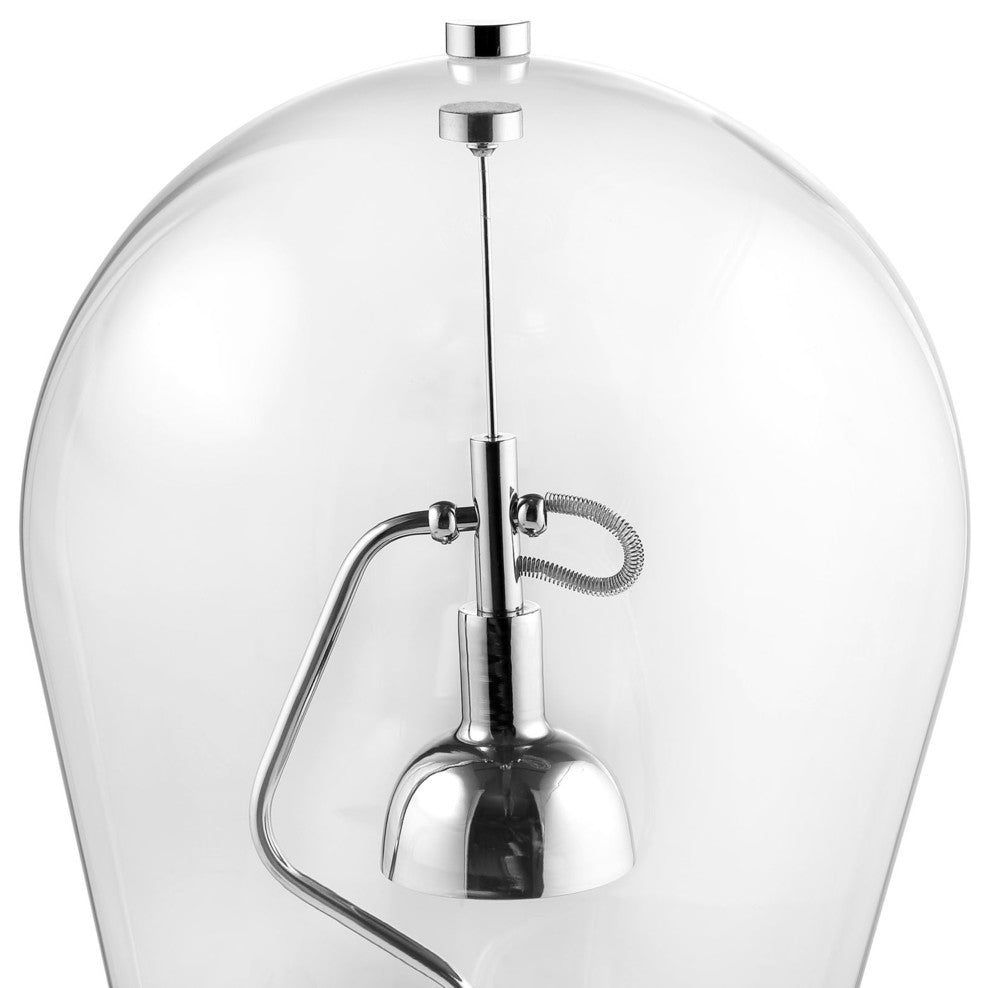Modern Urban Contemporary Glass Top Table Lamp, Silver Glass