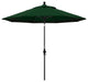 9' Matted Black Collar Tilt Lift Fiberglass Rib Aluminum Umbrella, Pacifica, Hunter Green