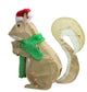 28" Pre-Lit Outdoor Burlap Squirrel with Santa Hat Christmas Decoration