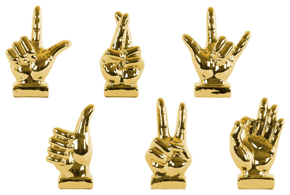 Ceramic Sculpture, 6-Piece Set, Small, Chrome Gold