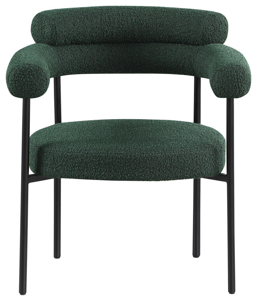 Blake Upholstered Dining Chair, Green, Boucle Fabric, Matte Black, Set of 2