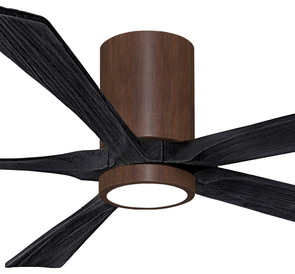 Irene-5HLK 5-Blade Flush Mount Ceiling Fan, Integrated LED, Walnut Tone/Matte Black, 60"